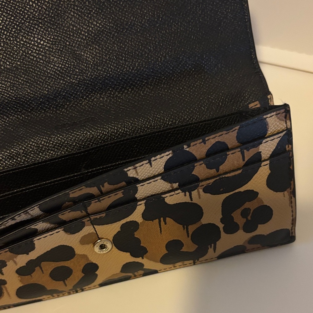 Coach Leopard-Print Continental Wallet in Tan and Black - Picture 11 of 11